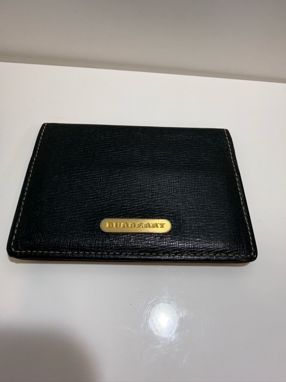 Burberry Black Leather Bifold Wallet with House check interior - Picture 2 of 8